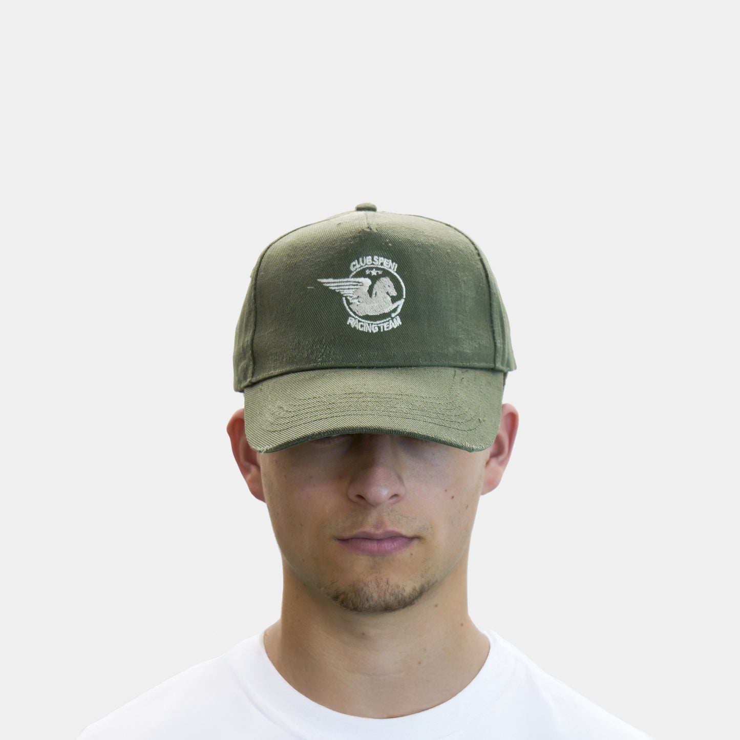 DISTRESSED OLIVE RACING CAP