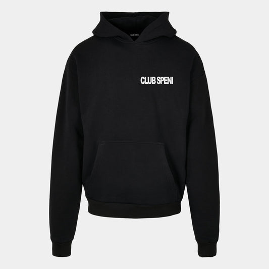 WHITE TEXT LOGO HOODIE